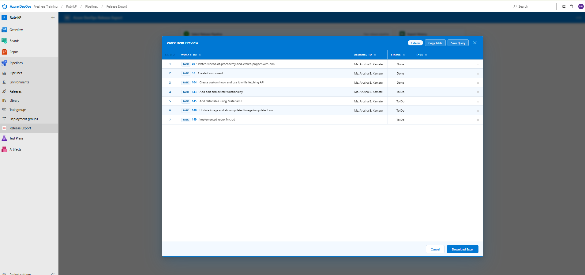 Work Item Preview Modal